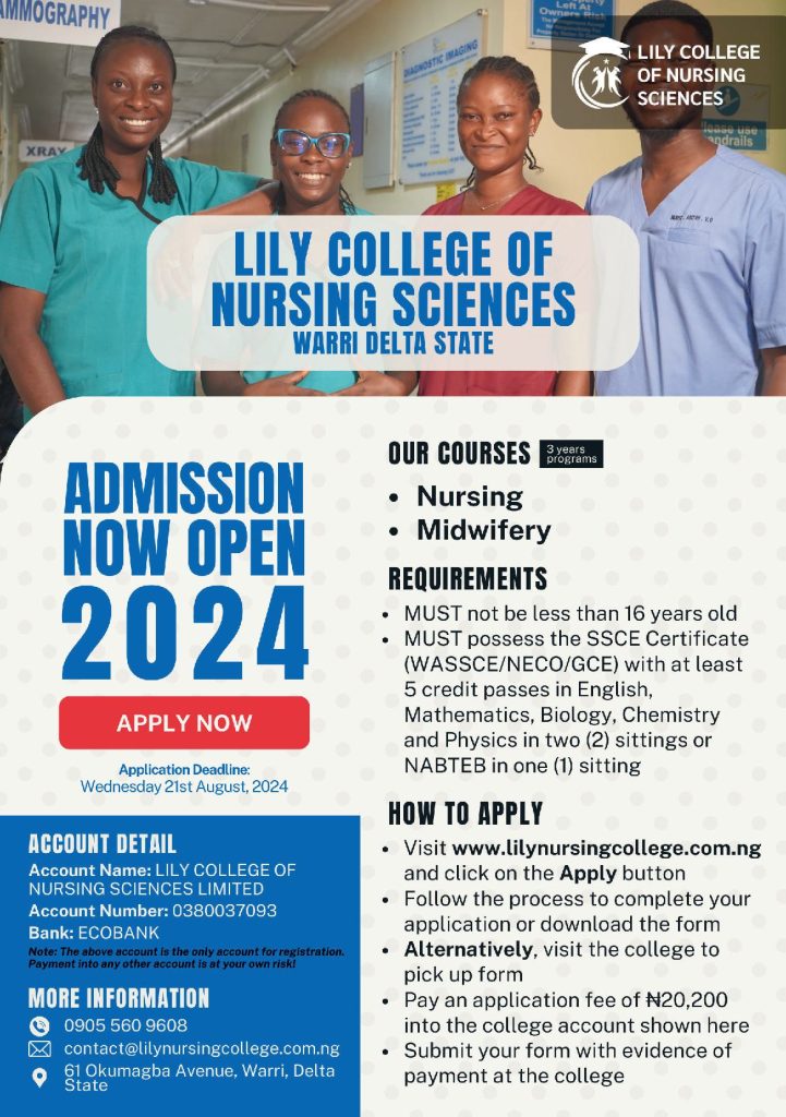 2024/2025 ADMISSION - Lily College of Nursing Sciences